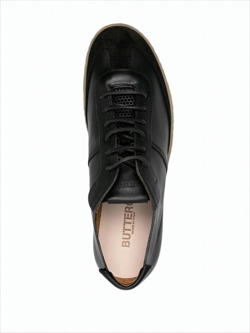 Low-Top Black Leather And Suede Sneakers