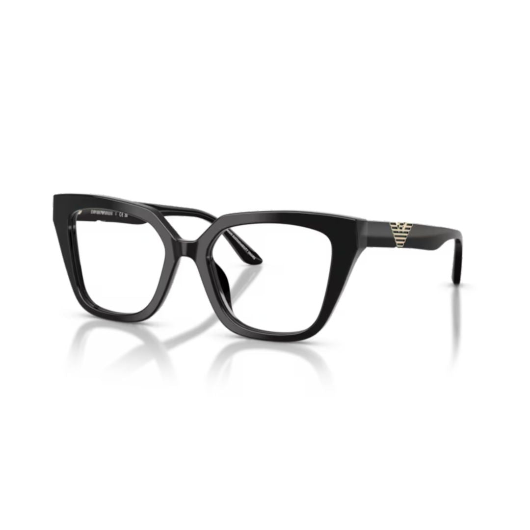 0ea3267u Square Frame Black Acetate Sunglasses with Gold Emblem