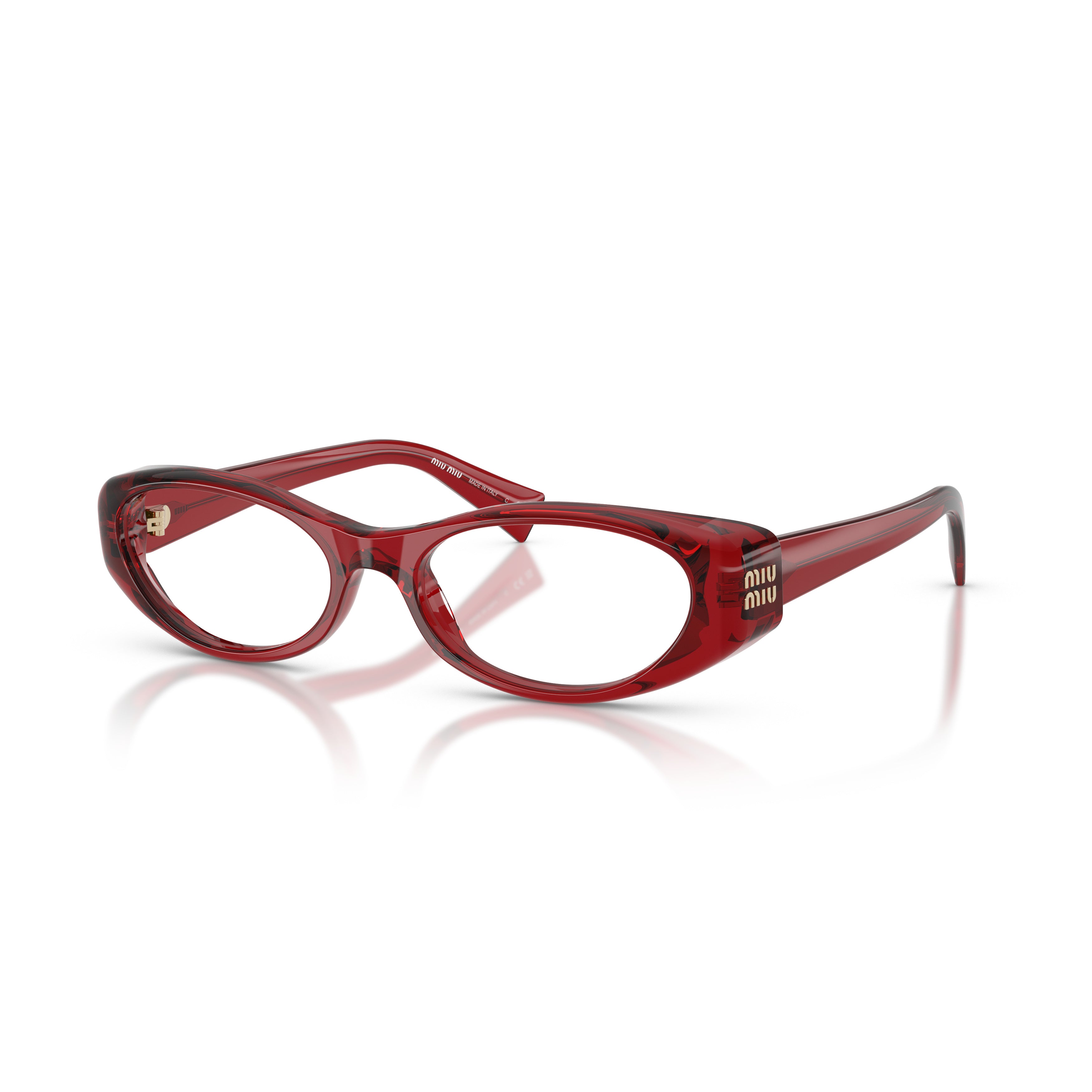 0mu 03zv Translucent Red Acetate Oval Frame Sunglasses