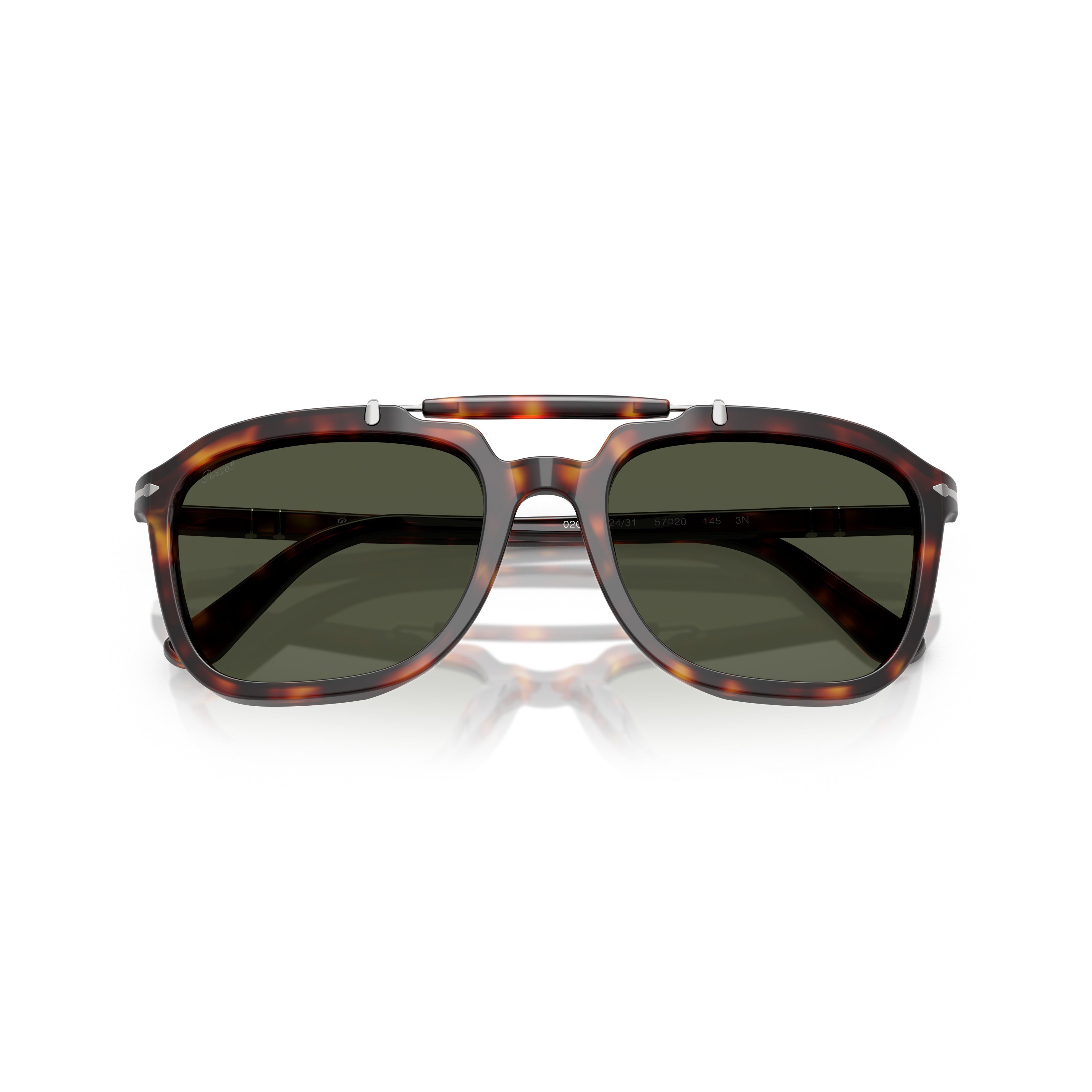 0po0203s Bold Square Tortoiseshell Acetate Sunglasses with Silver Accents