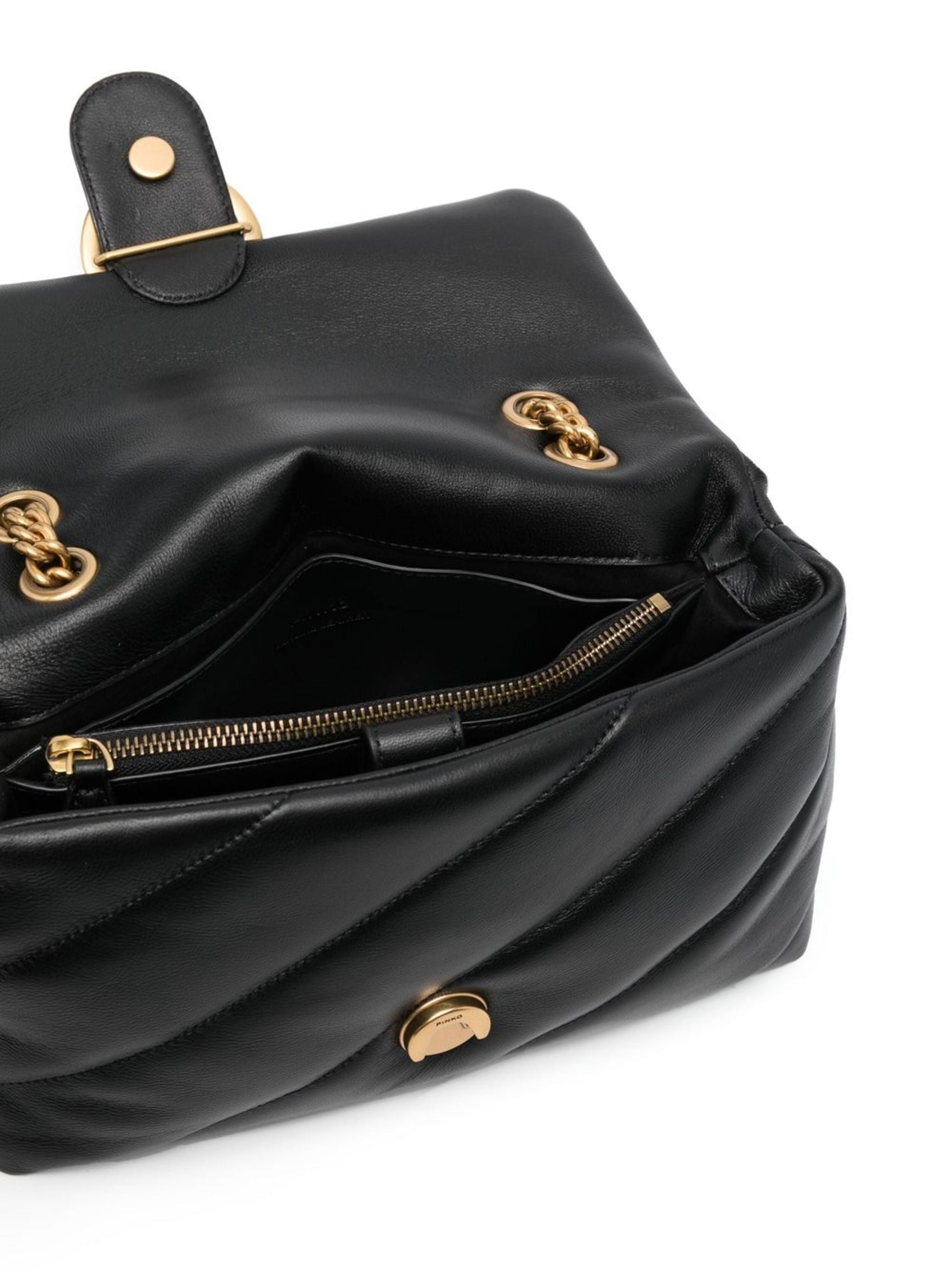 Love Puff Diagonal Quilted Leather Satchel