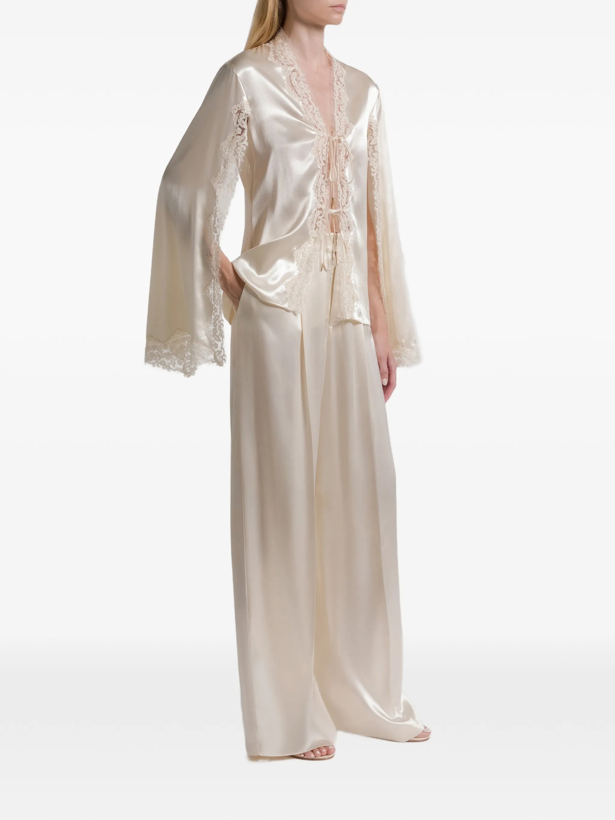 Neutral Pantalone High-Waisted Wide-Leg Viscose Pants