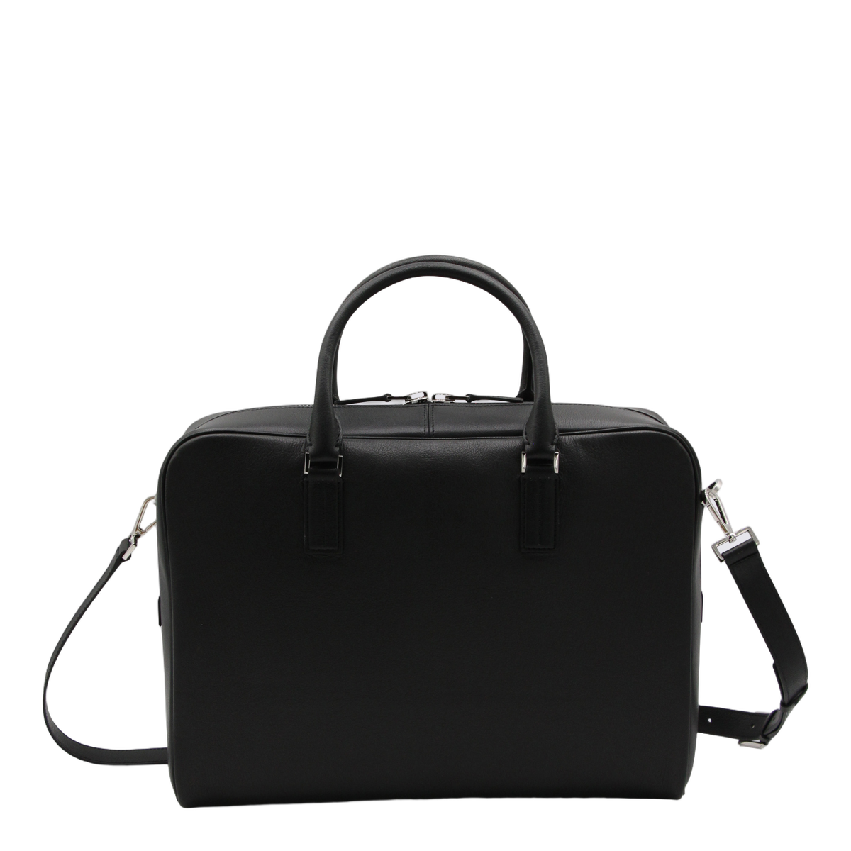 Structured Black Bag with Silver-tone Features