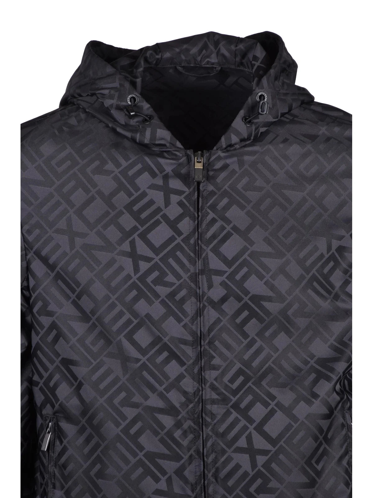 Black Polyester Windbreaker Jacket