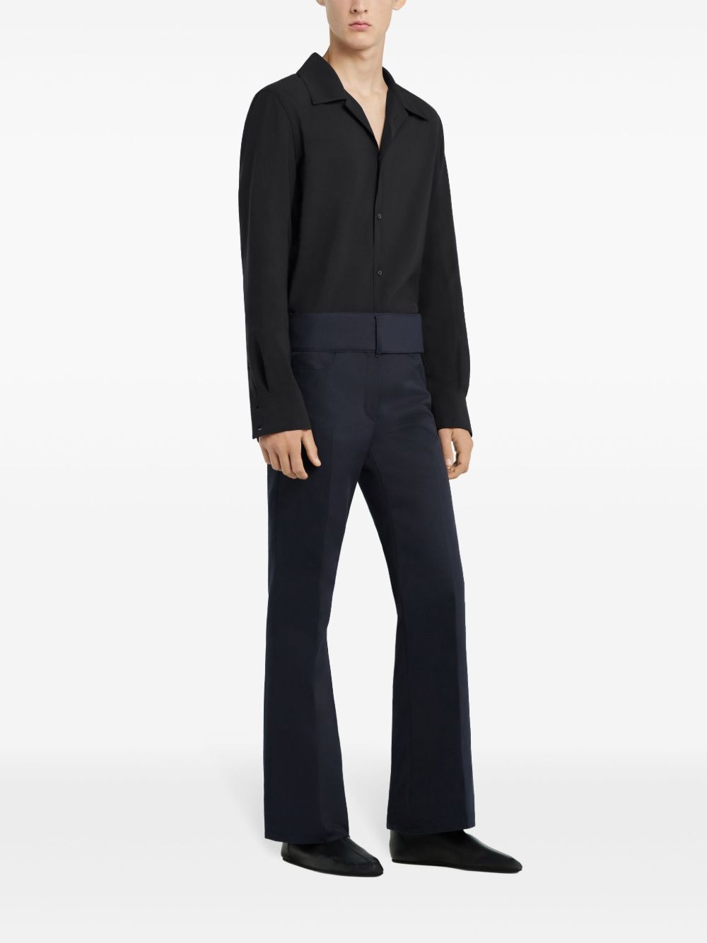 Black Shirt with Camp Collar