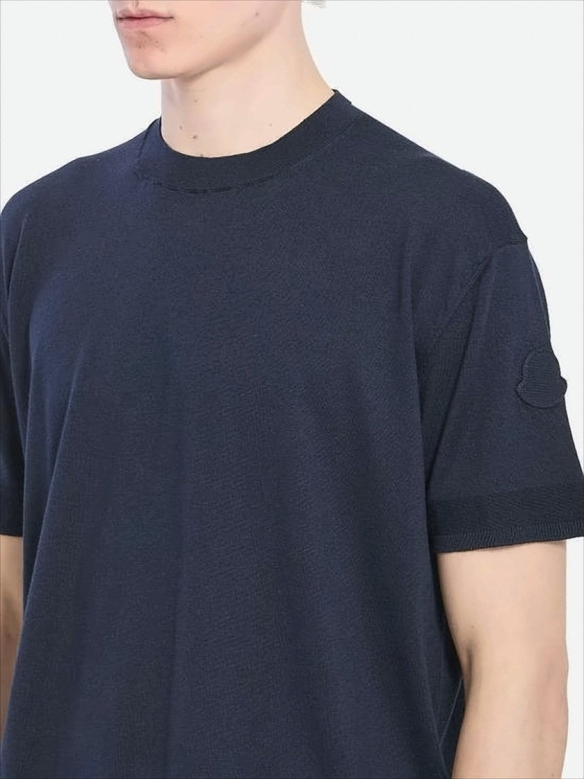 Short-Sleeve Relaxed Fit Sweater with Crew Neckline and Ribbed Trims