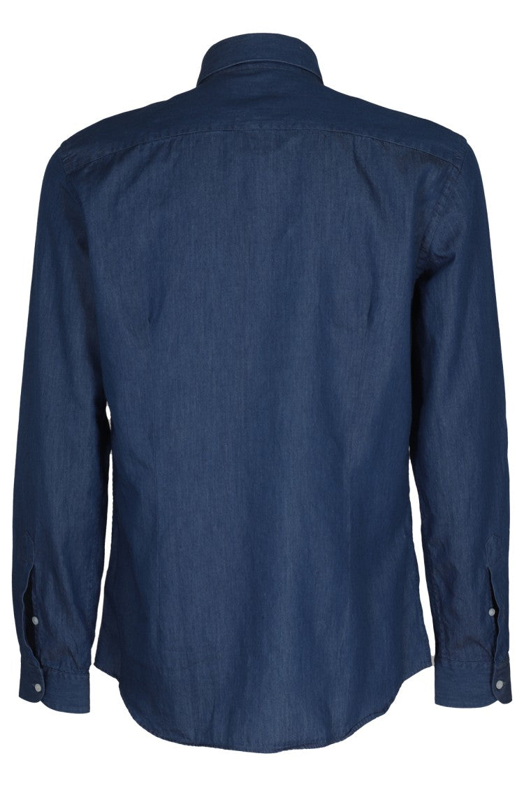 Washed Denim Shirt With French Collar