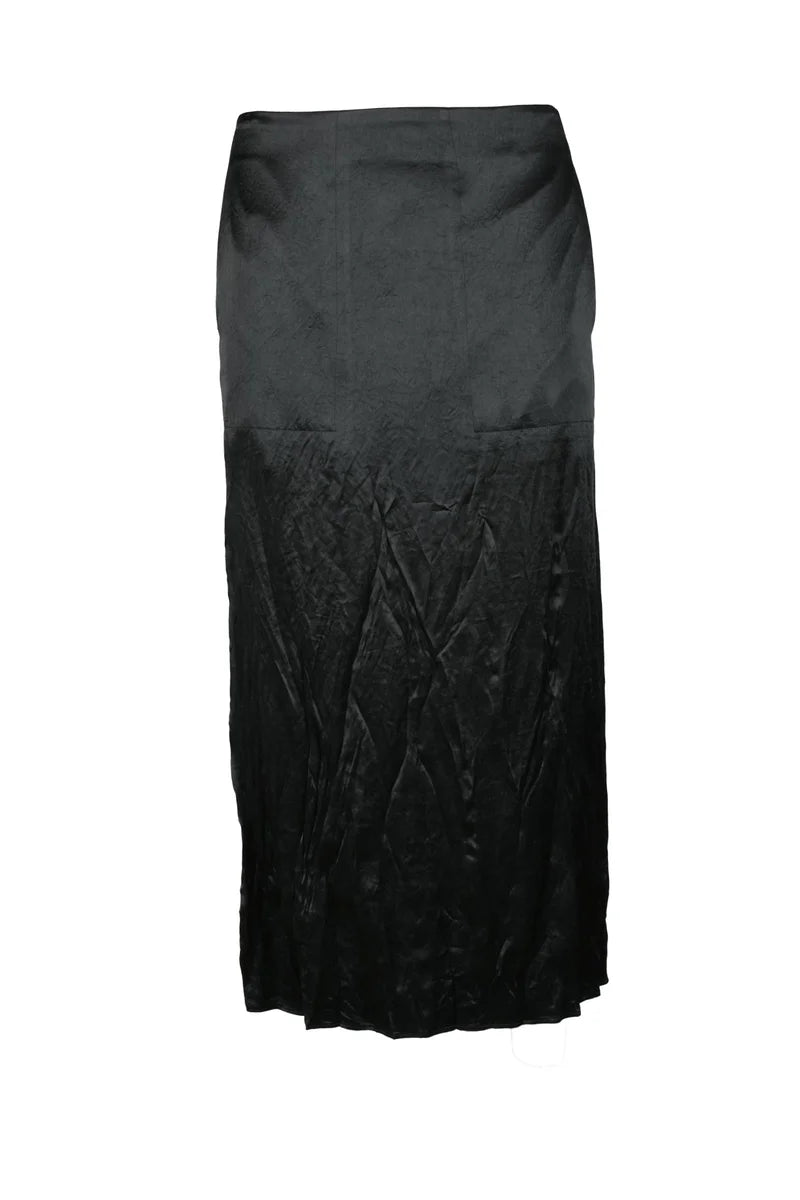 Pleated Black Skirt with Fluid Drape