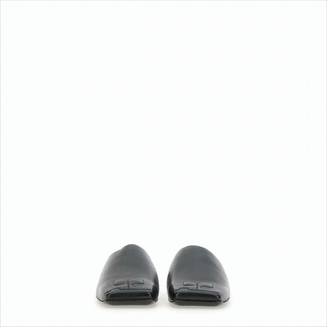 Minimalist Black Lambskin Slip-On Mules with Embossed Detail