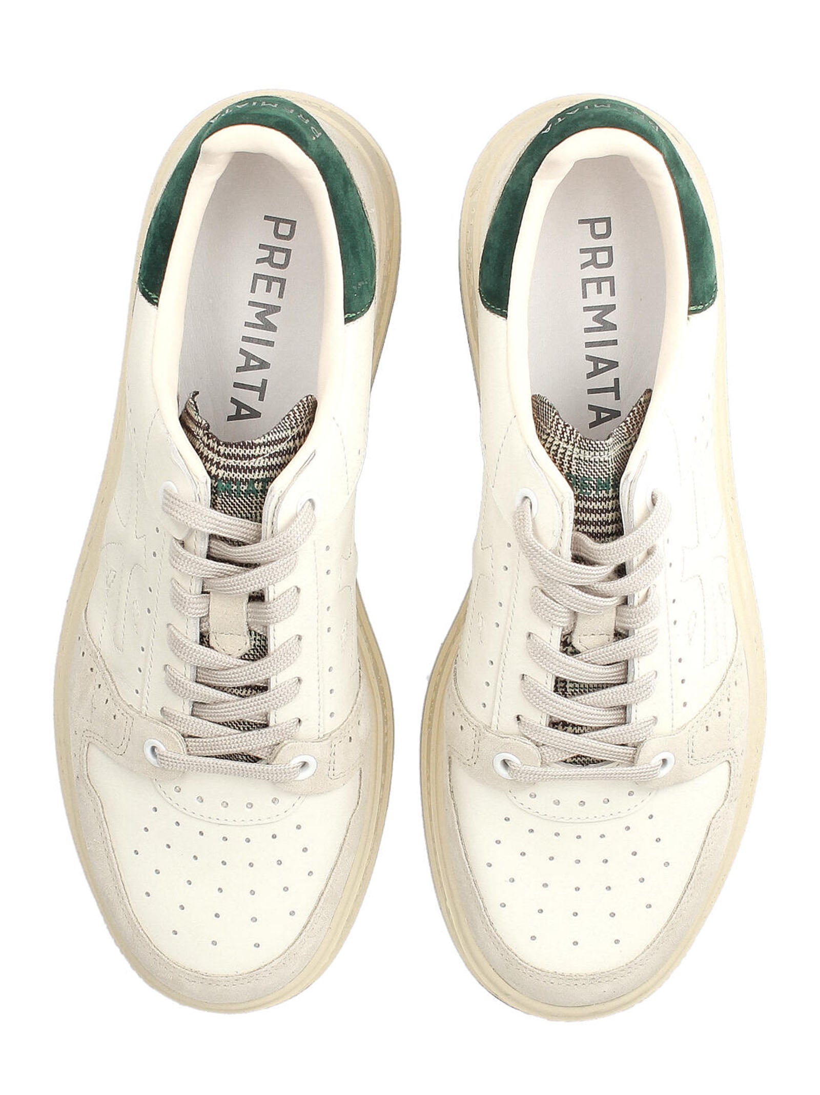 Micro Perforated Leather Sneakers With Suede Accents
