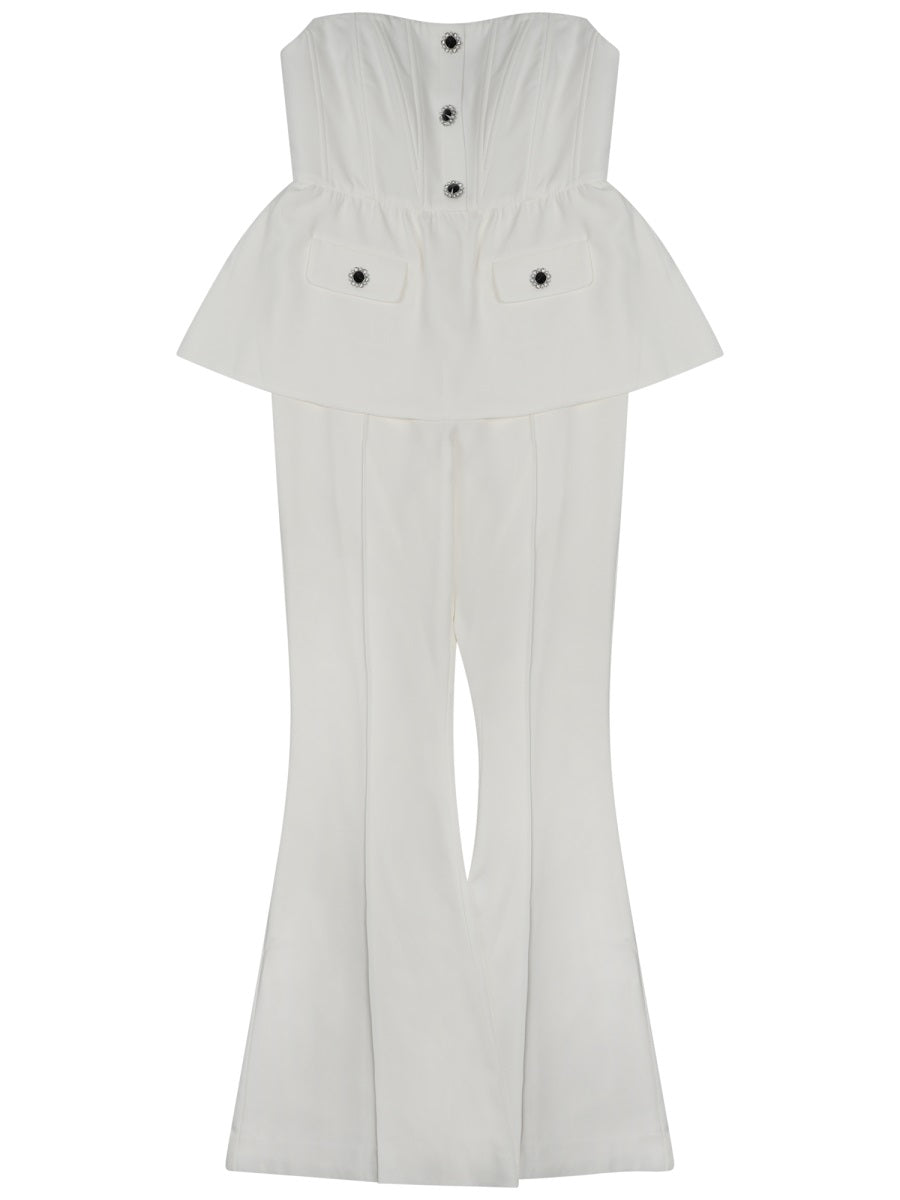 Structured Sleeveless Jumpsuit With Button Front