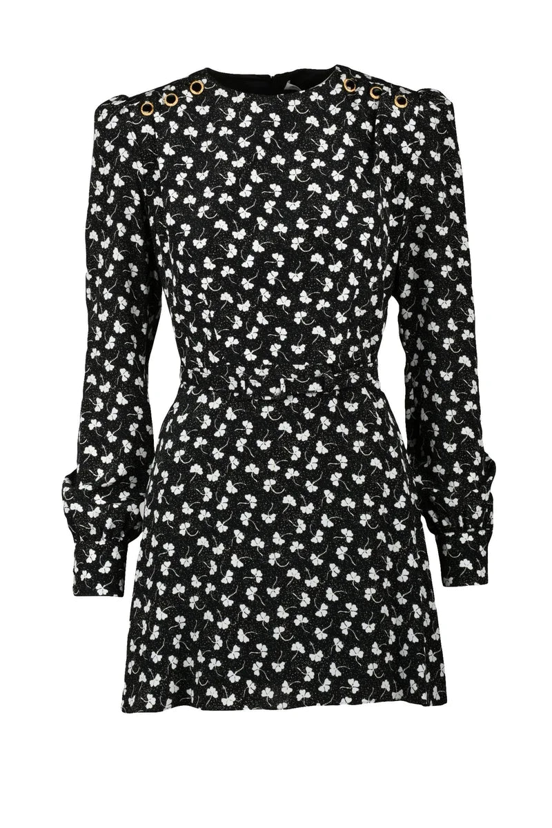 Short Silk Dress - Black/White