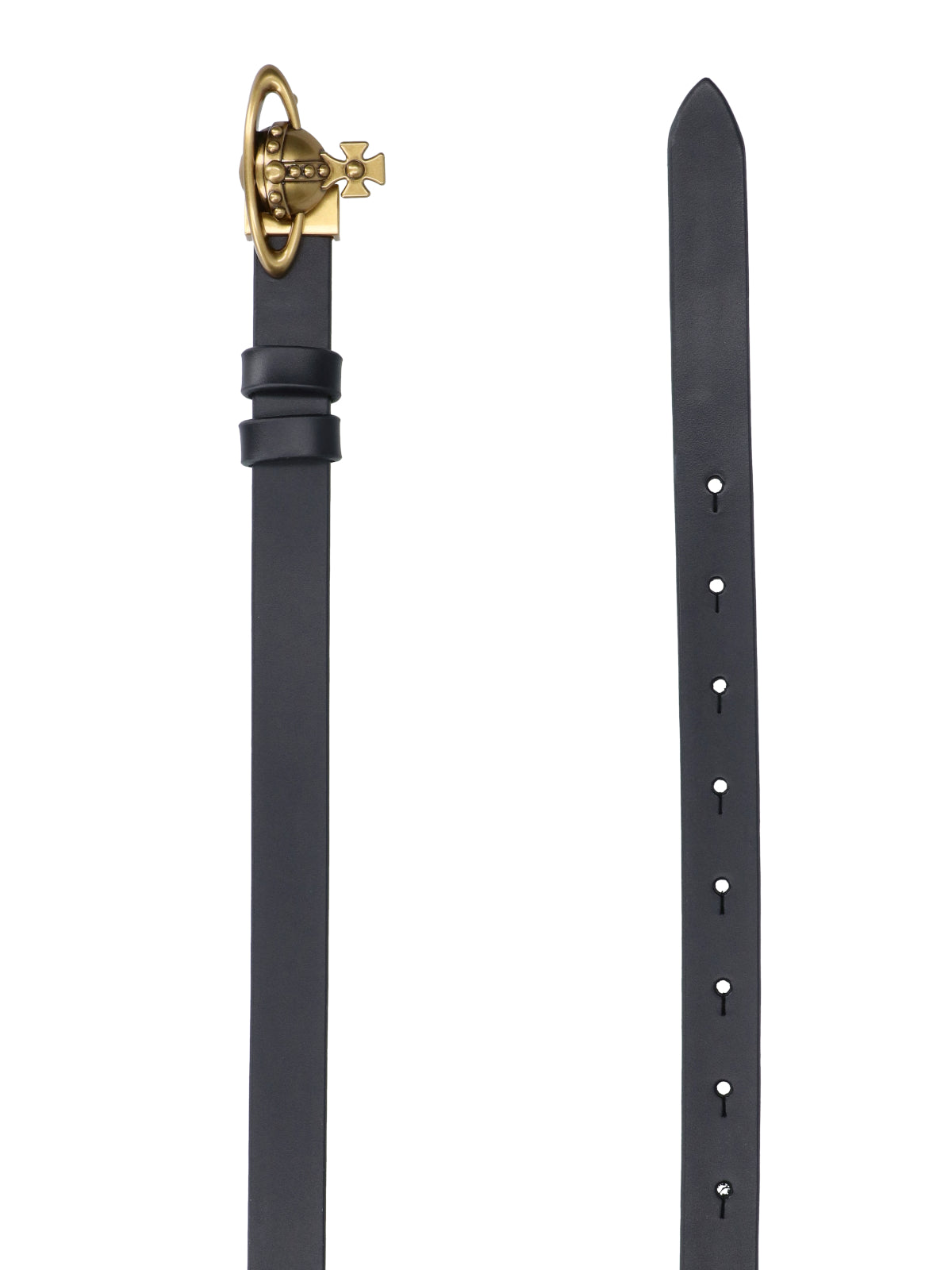 Black Orb Calf Leather Adjustable Belt