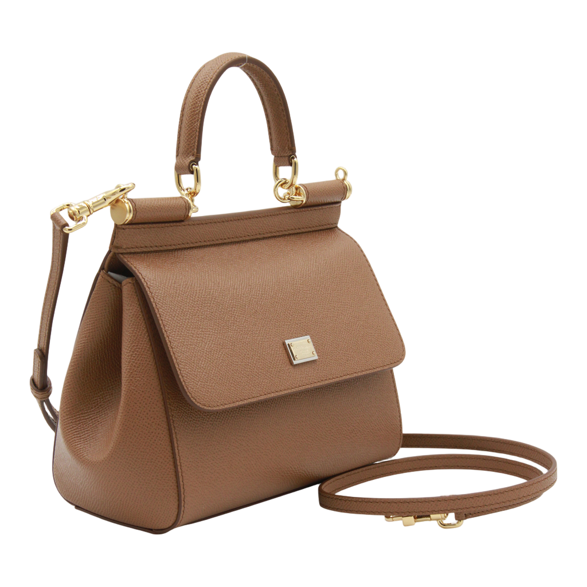 Trapezoidal Handbag with Gold-tone Hardware