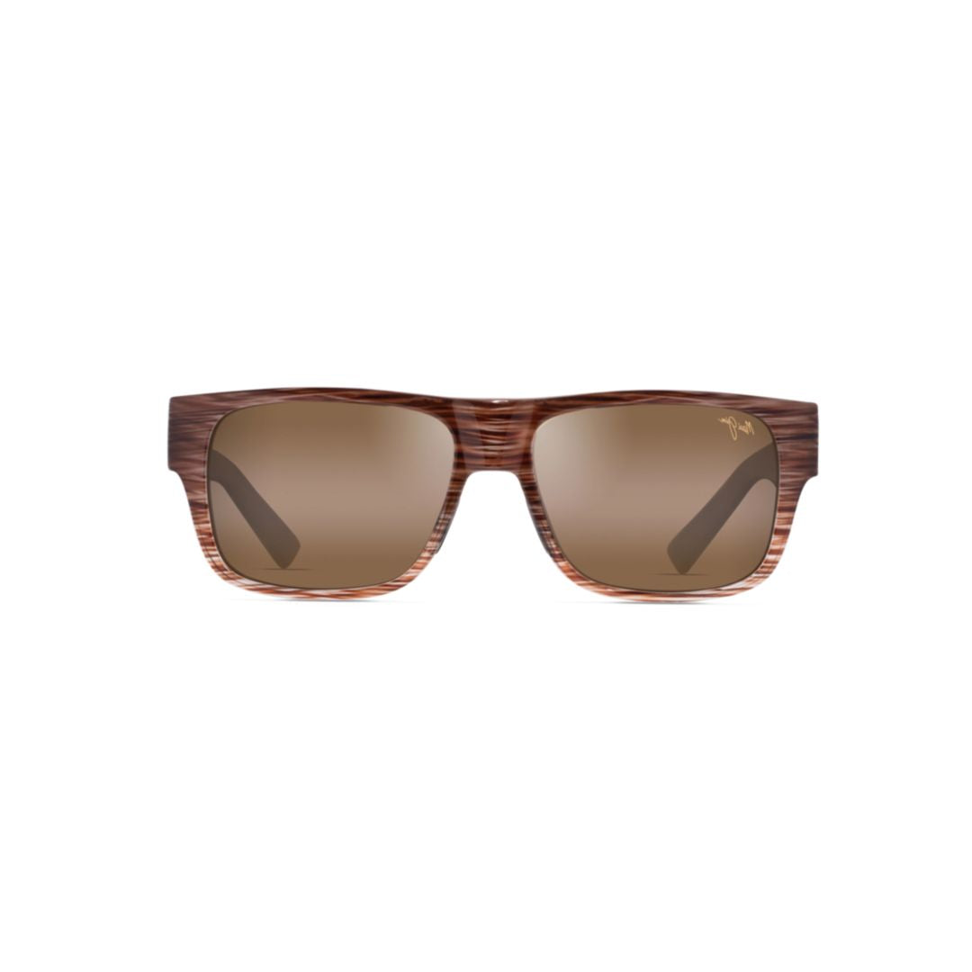 Keahi Rectangular Woodgrain Sunglasses with Brown-Tinted Lenses