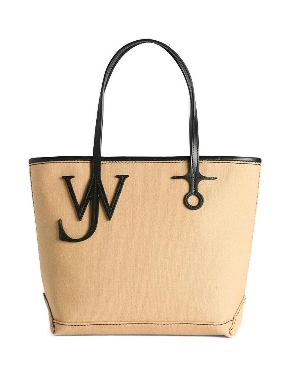 Small Anchor Canvas & Leather Tote In Beige
