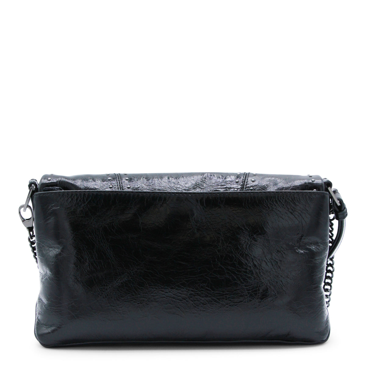 Black Leather Rock Ii Vintage Patent Studs Shoulder Bag