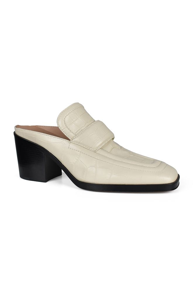 Off-White Crocodile Effect Leather Mules