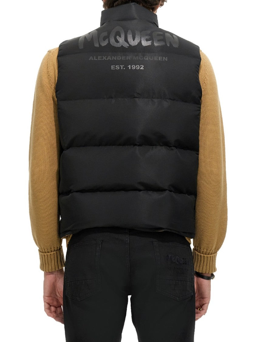 Graffiti Logo Print Down Vest