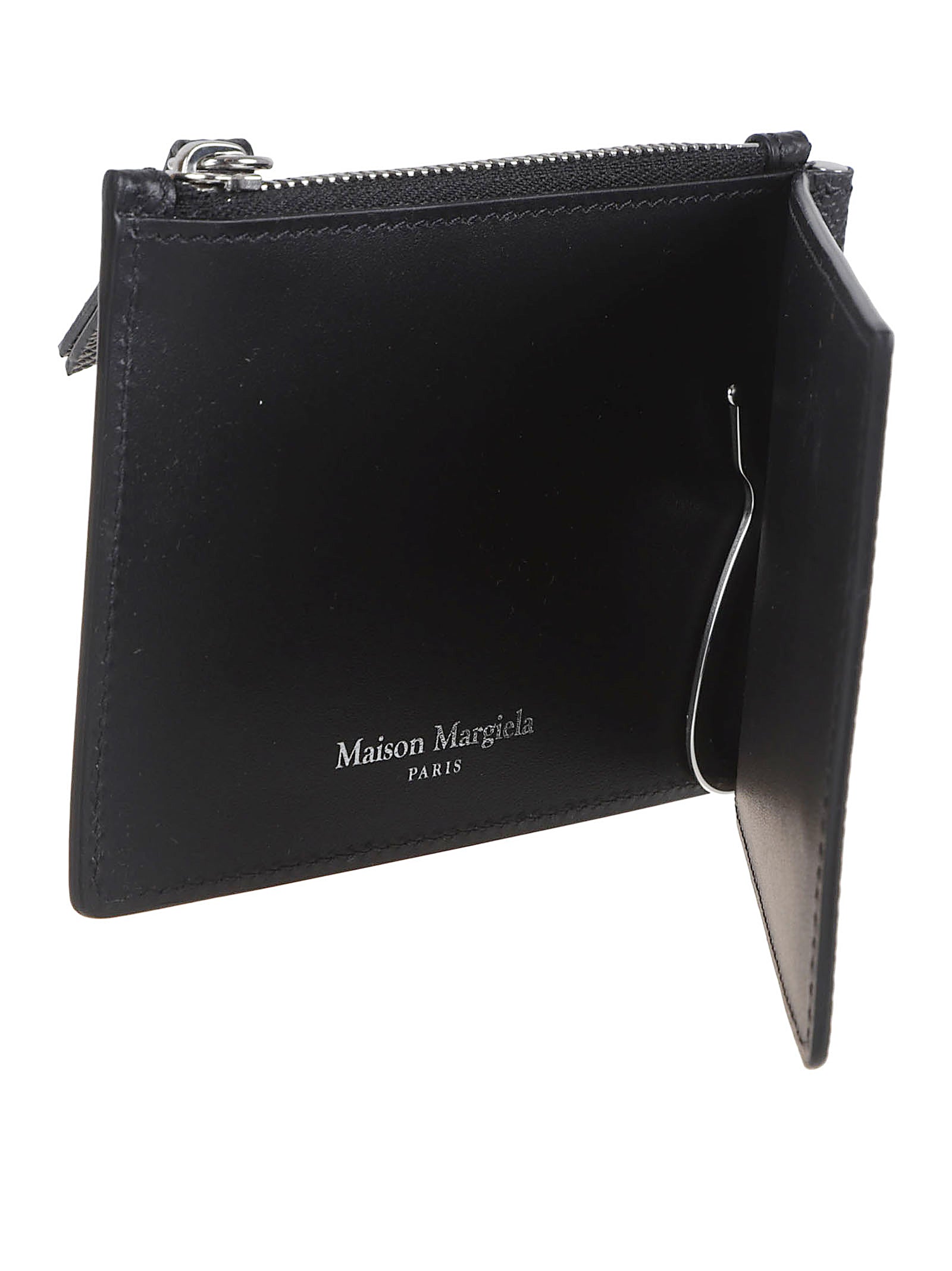 Bifold Money Clip Wallet in Textured Black Leather