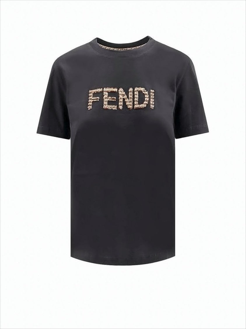 Black Short-Sleeved T-Shirt with Distinctive Logo Detail