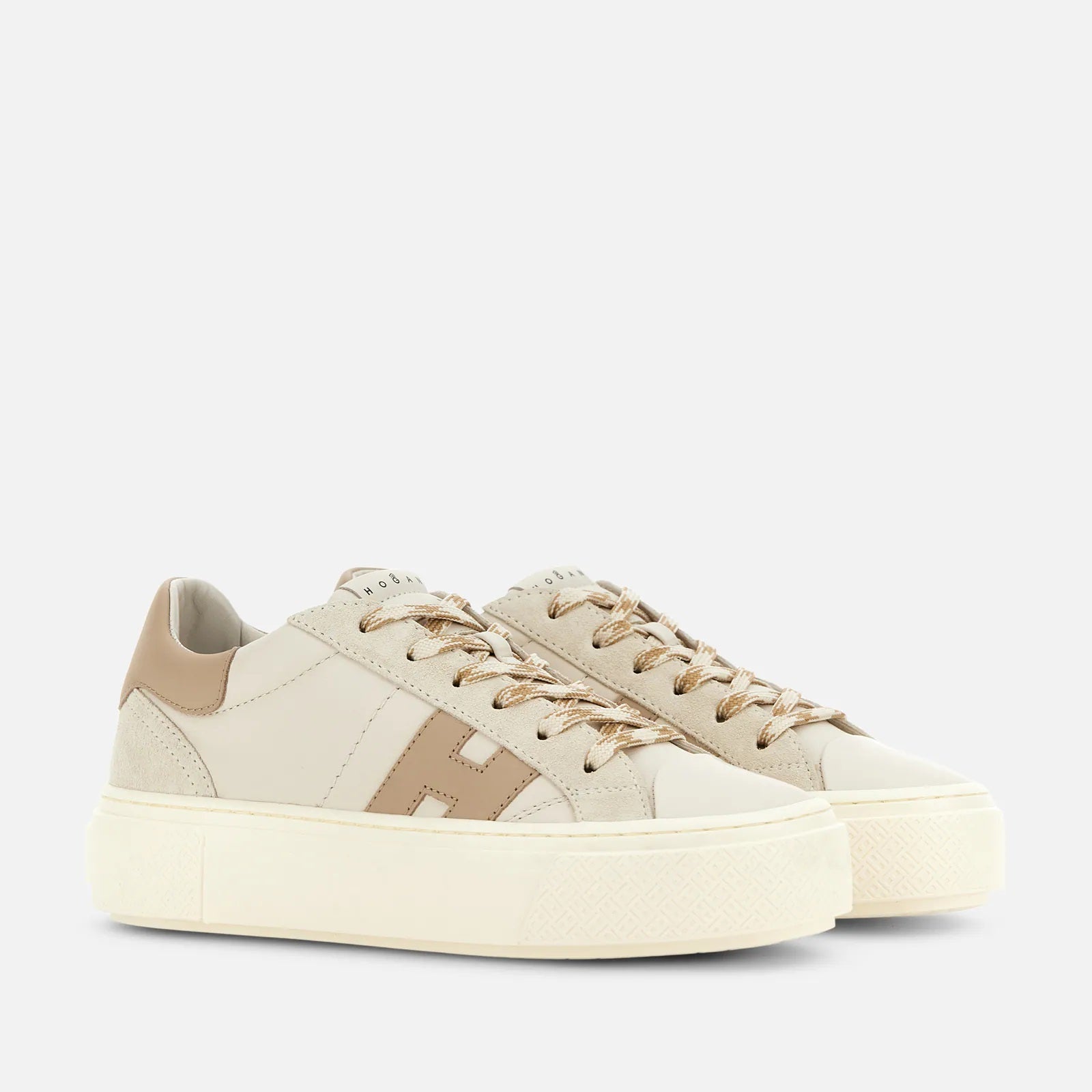 Ivory Taupe H705 Allacciato H Leather Lace-Up