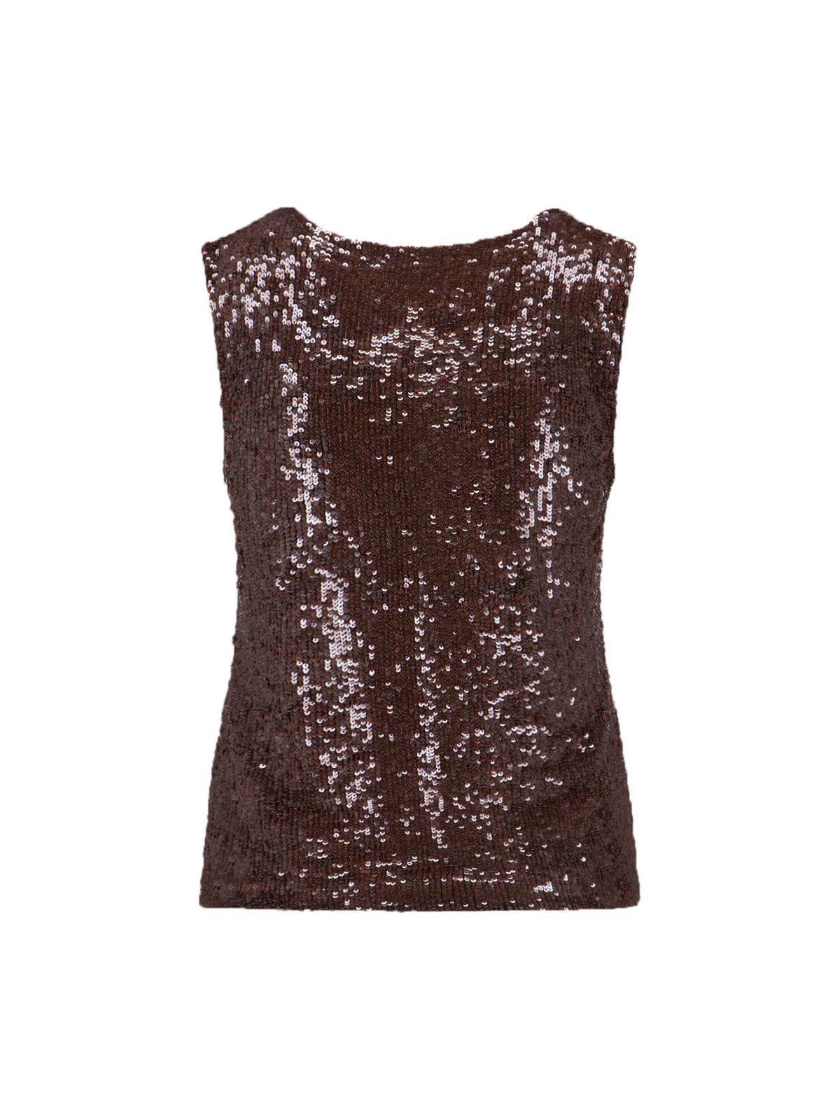 Brown Sequin Sleeveless Top