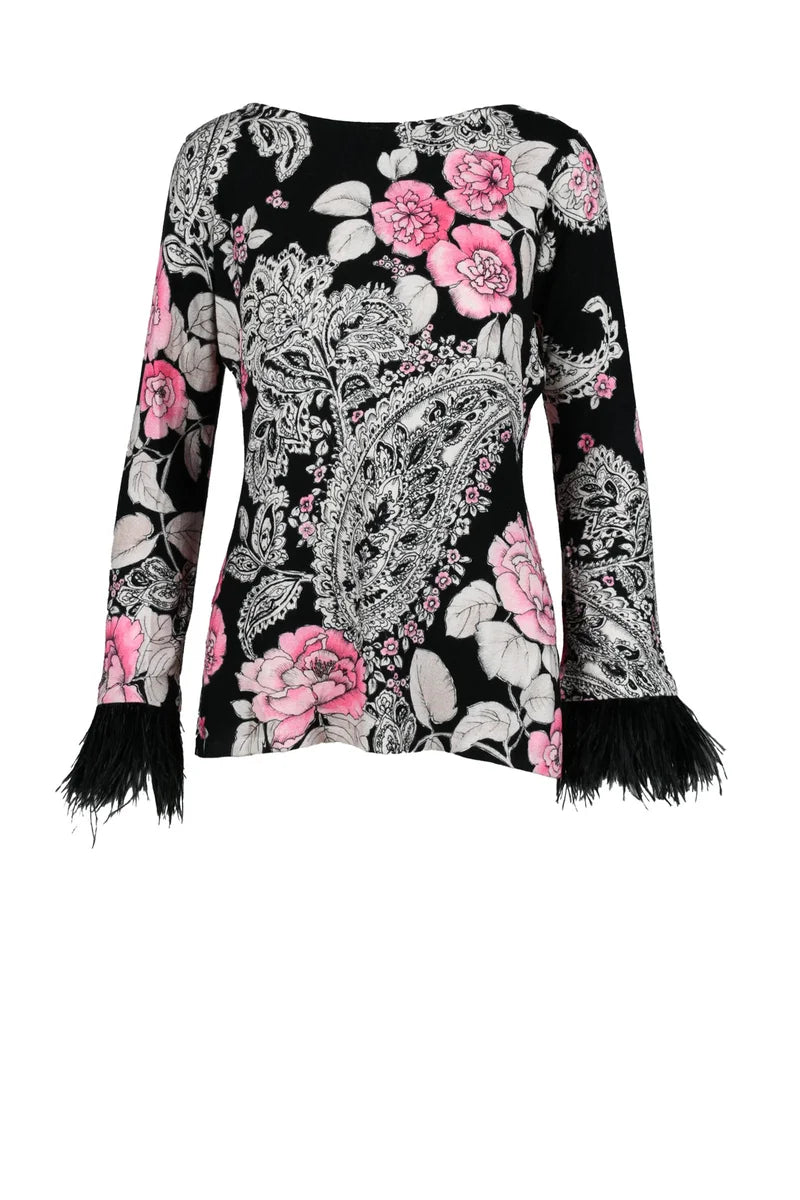 Underlayer Sweater with Feathers - Black/Pink
