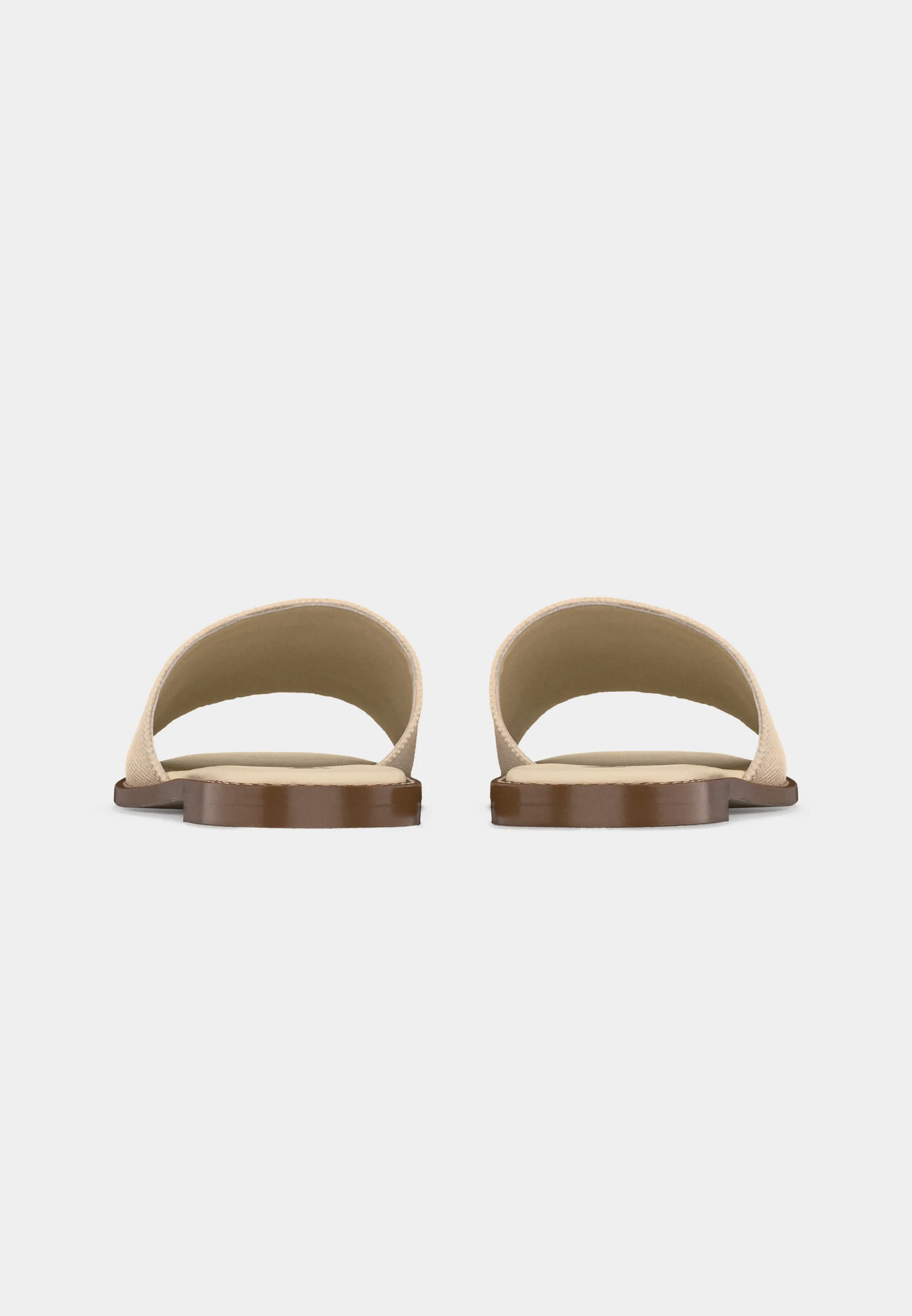 Beige Textured Slide Sandals with Embroidered Emblem