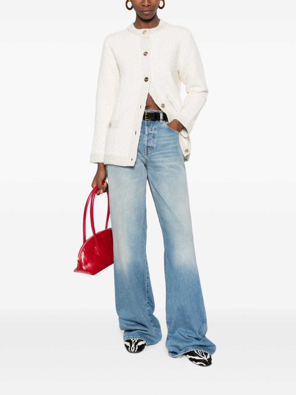 Textured Wool Cardigan with Boxy Silhouette