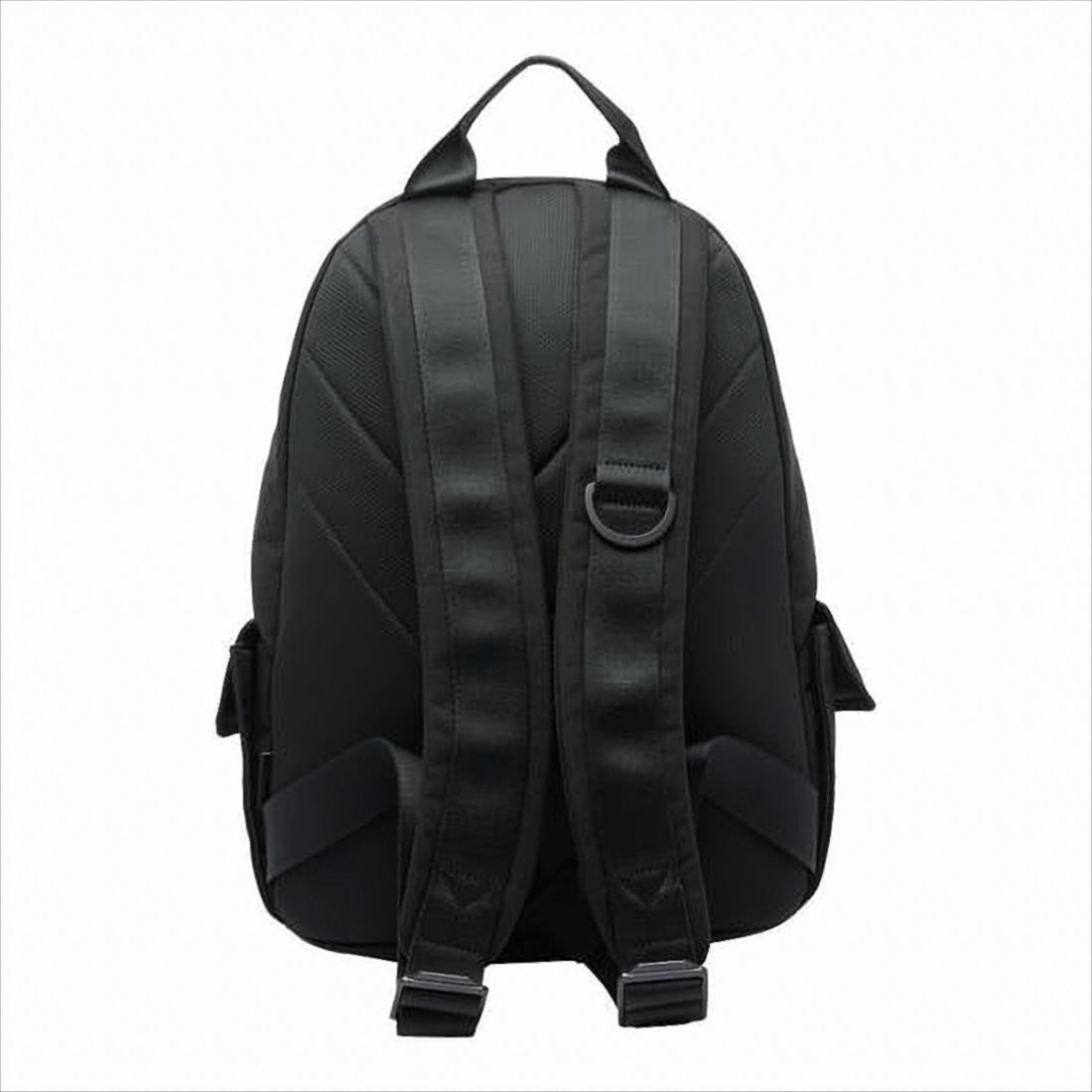 Black Nylon Backpack with Textured Flap