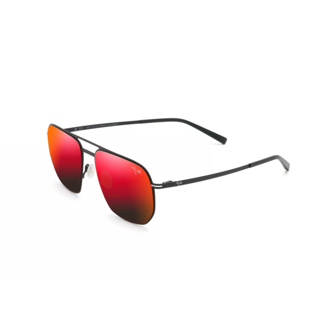 Sharks Cove Rectangular Red-Orange Mirrored Sunglasses with Metal Double Bridge