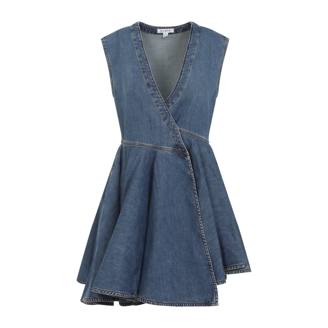 Sleeveless Denim-Texture Mini Dress