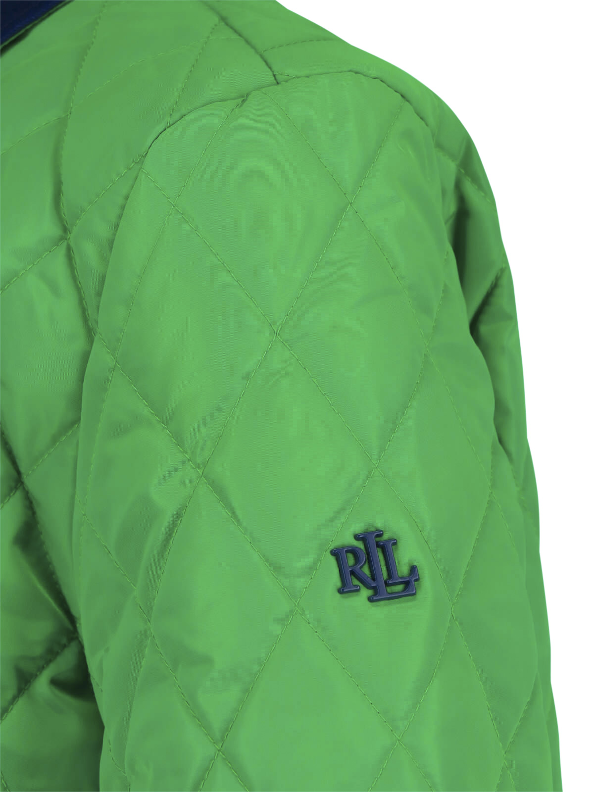 Green Quilted Cropped Contrast Collar Jacket