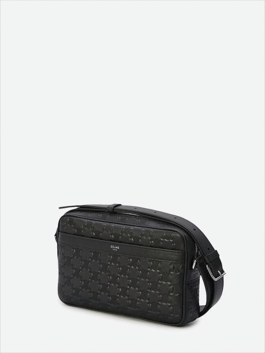 Embossed Calf Leather Crossbody Bag with Adjustable Strap