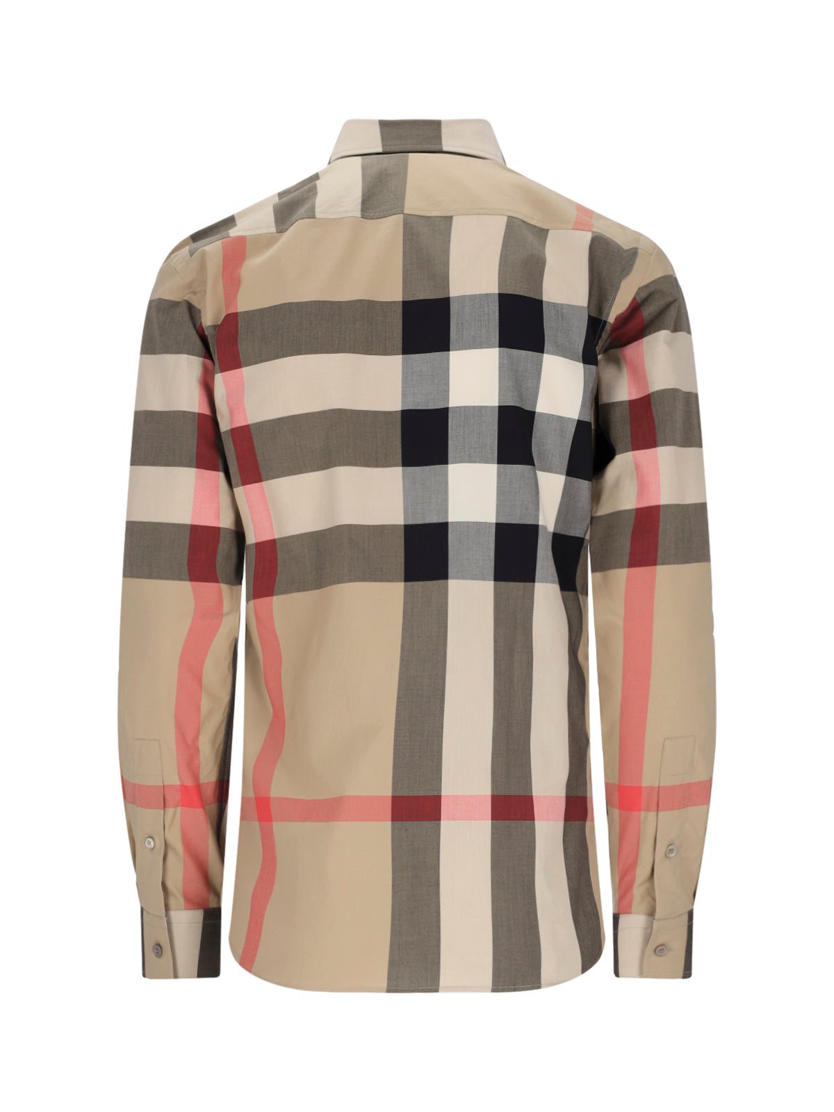 "Check" Shirt, In Beige Cotton