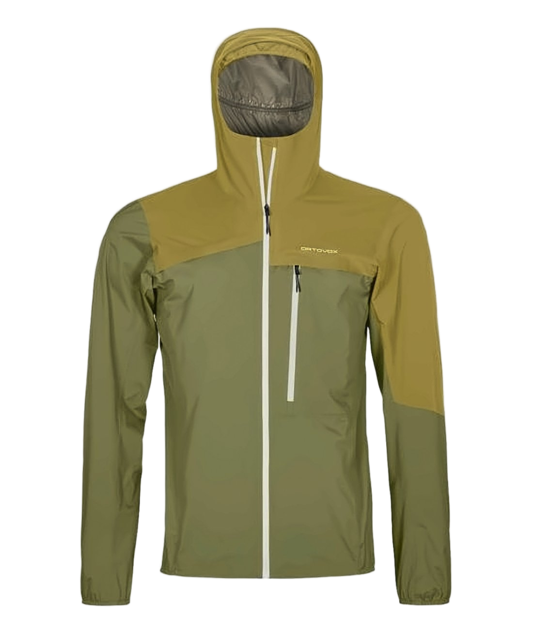 Two-Tone Olive Green Ortovox Jacket with Streamlined Silhouette