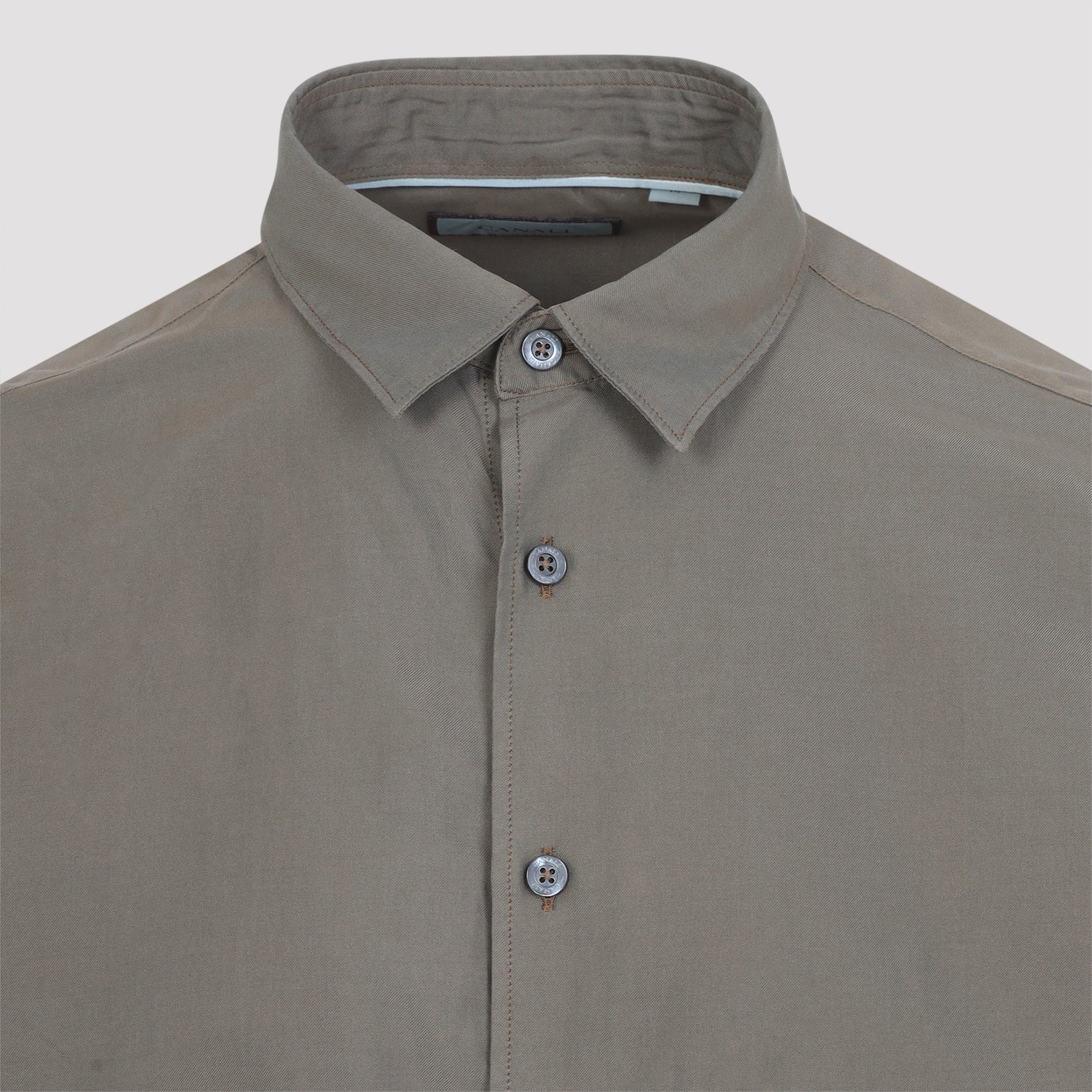 Brown Cotton-Silk Blend Formal Shirt