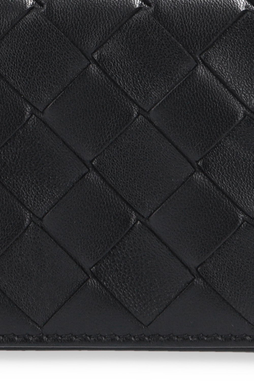 Compact Black Woven Leather Wallet