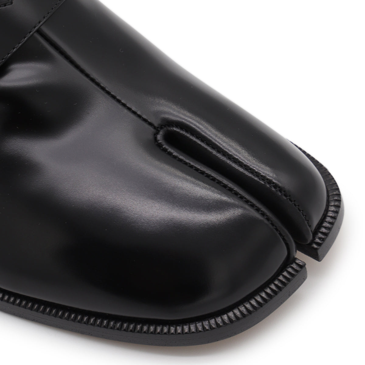Black Leather Tabi Babouche Loafers