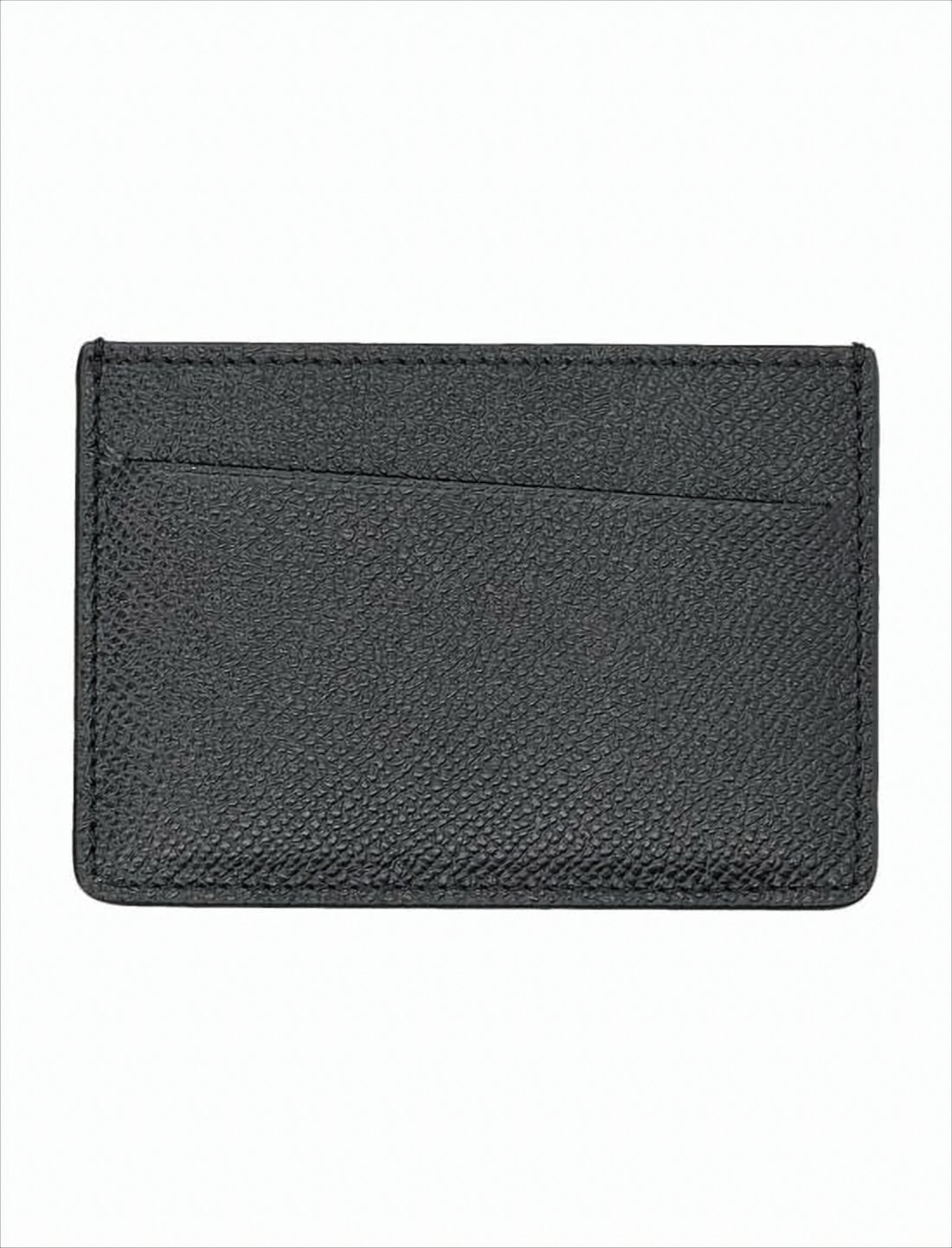 Textured Calf Leather Cardholder with Distinctive Stitching