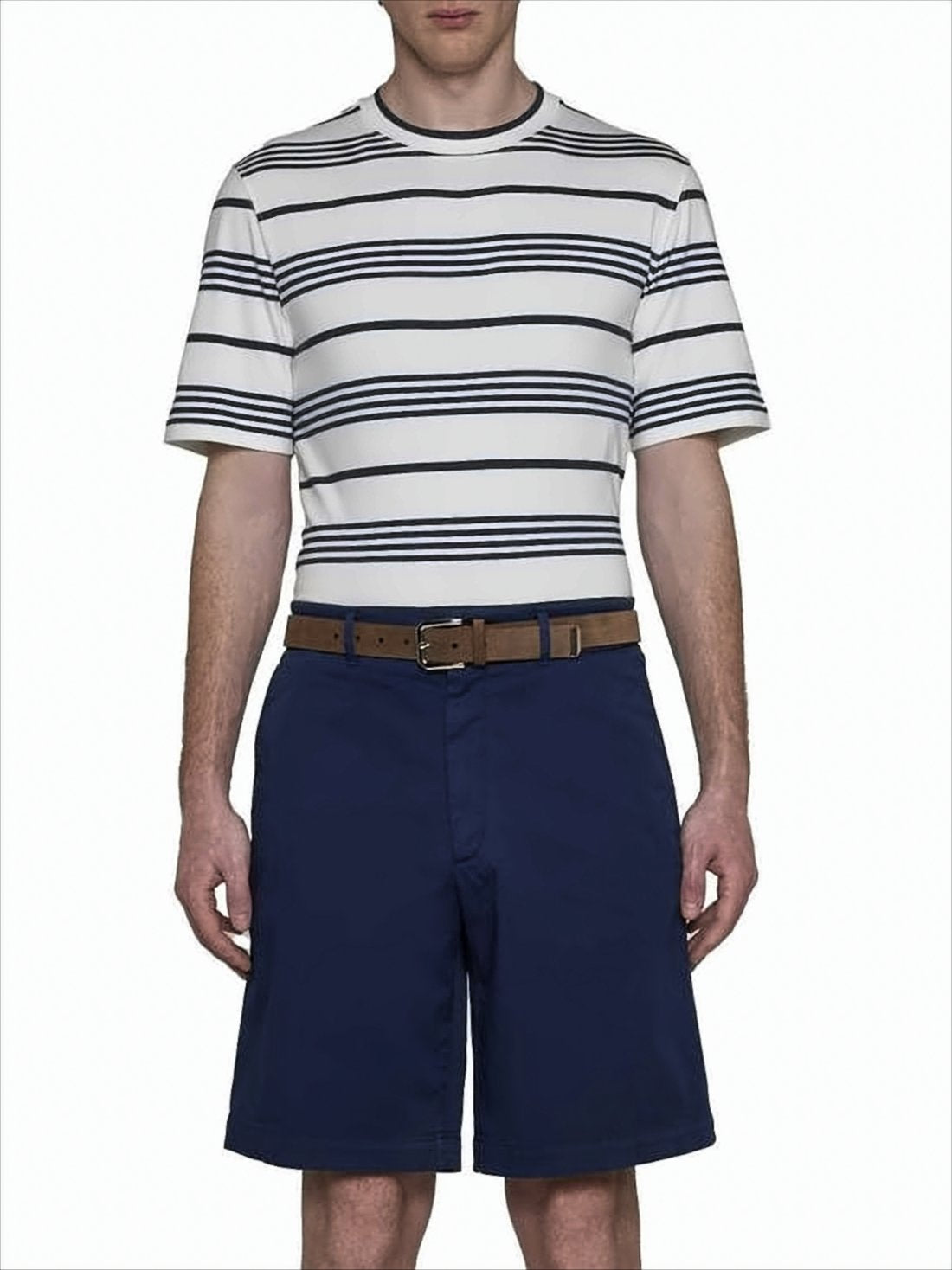 Tailored Blue Shorts with Flat Front