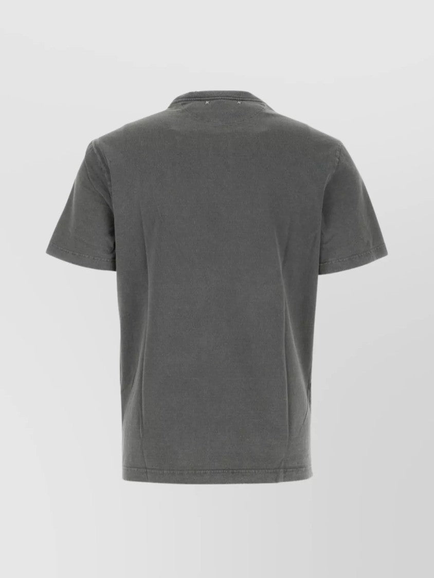 Distressed Logo Grey Cotton T-Shirt