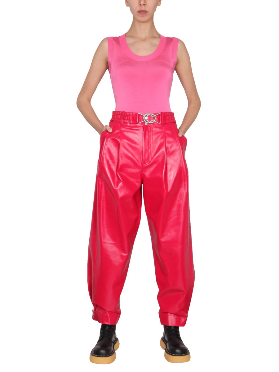 Sleek Black Leather Pants with Zip