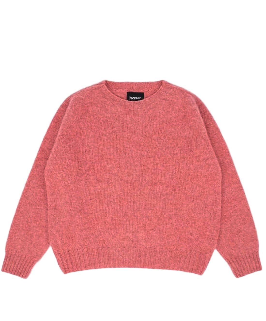 Relaxed Fit Pink Wool Sweater with Ribbed Cuffs