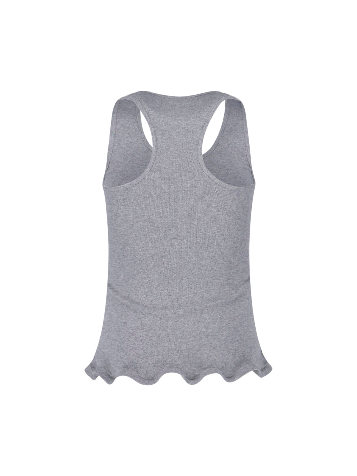 Grey Sleeveless Ruffled Hem Tank Top