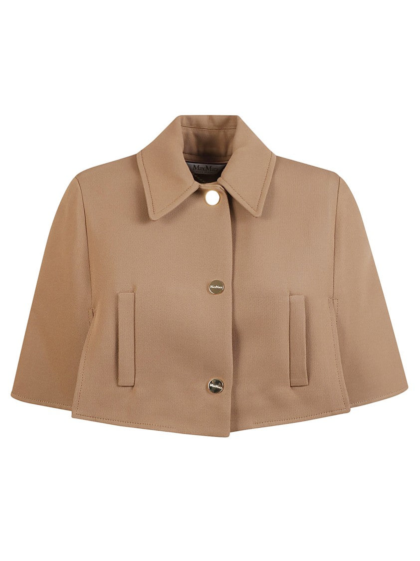 Cropped Brown Jacket With Classic Collar