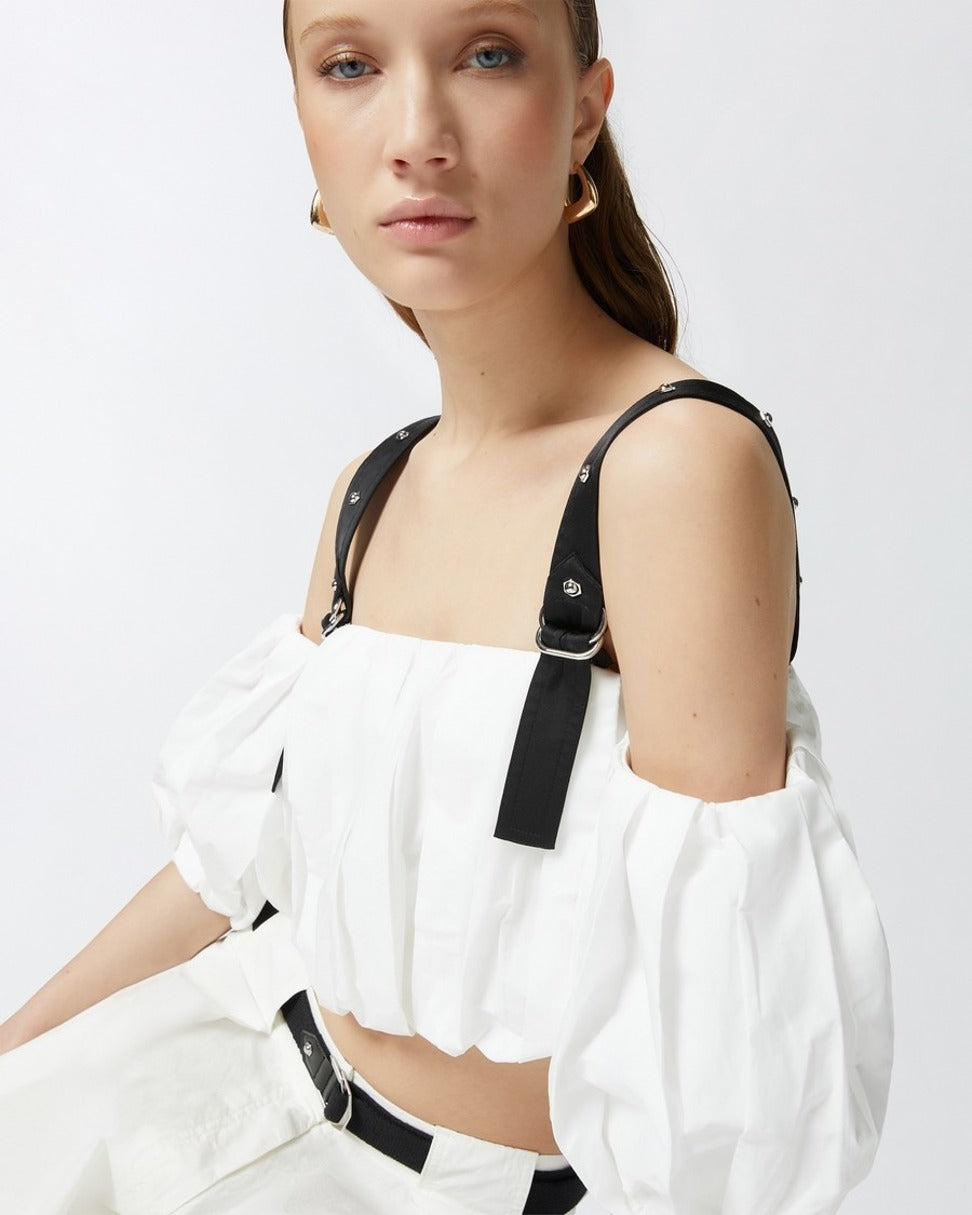 Multicolor Off-Shoulder Top With Sleeves
