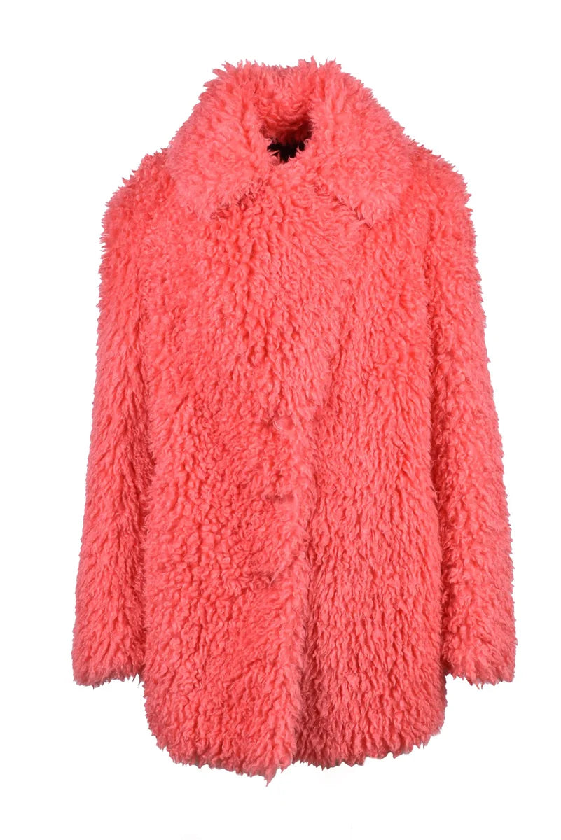 Faux Fur Coat - Red