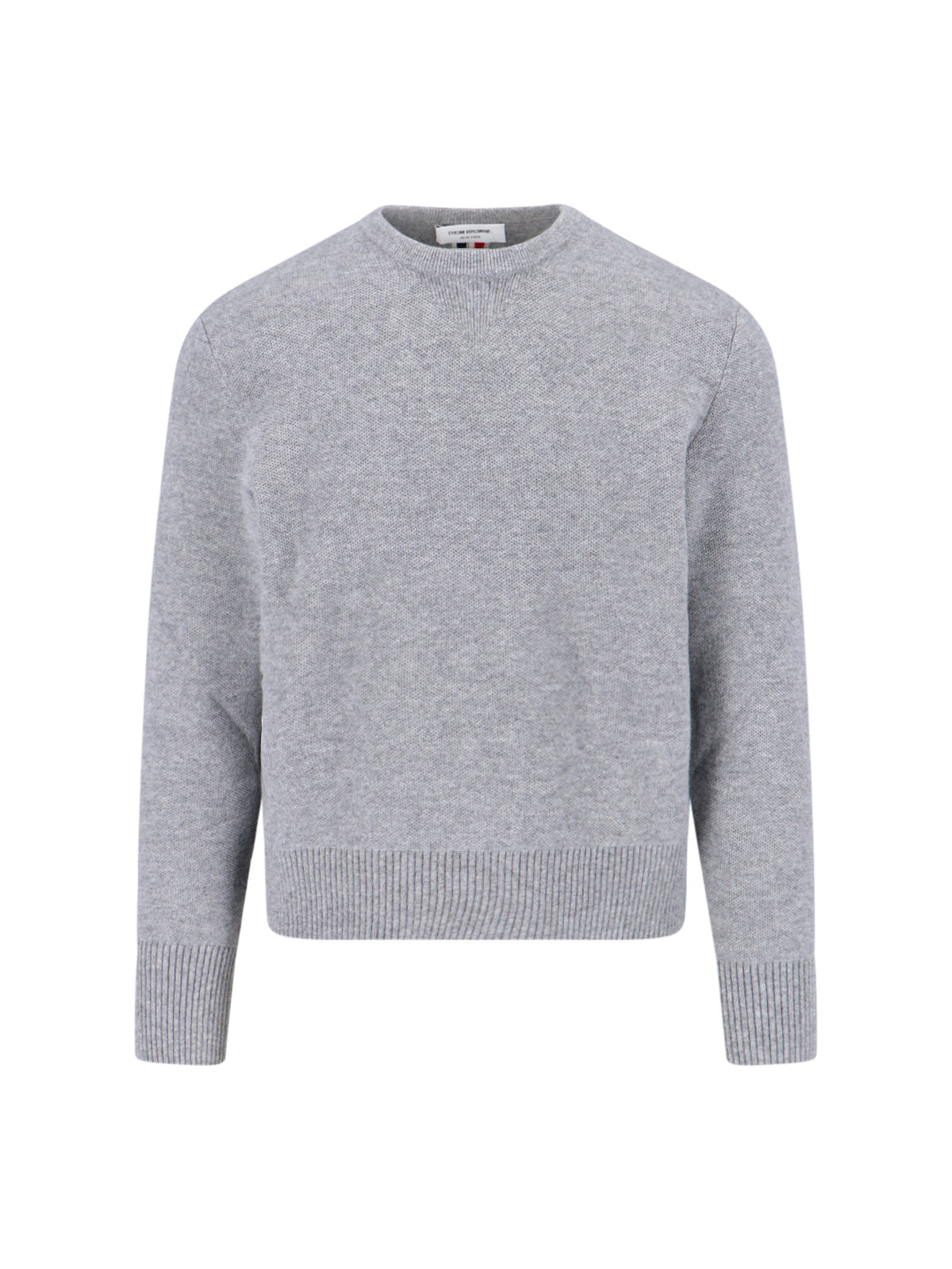 Tricolor Detail Crewneck Sweater – Grey